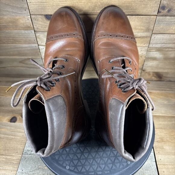 Johnston & Murphy Mens Size 9.5M Cap Toe Boots 1850 Brown Lace Up Ankle High - Picture 5 of 10